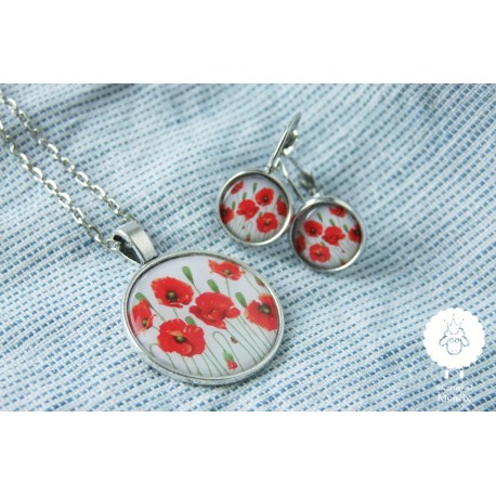 Set "Vlčí máky", ocel náušnice