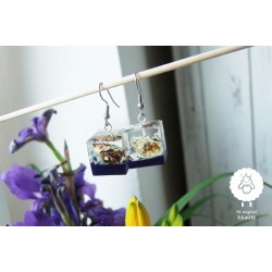 Ocelové náušnice s "živými květy - kopretinky"