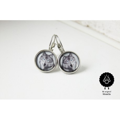 Náušnice s vlky - ocelové, 12mm