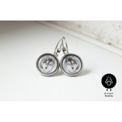 Náušnice s vlky - ocelové, 12mm