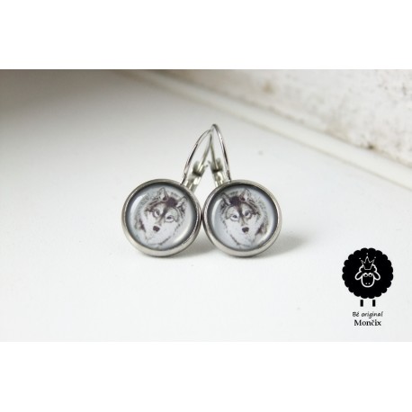 Náušnice s vlky - ocelové, 12mm