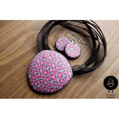 Mozaikový set růžovo-černý – ocel 