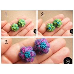 Náušnice květiny ocel pecky Barevné s perlou