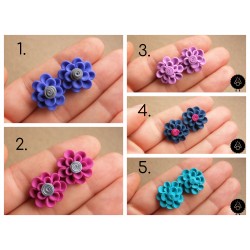 Náušnice květiny pecky Barevné skládané