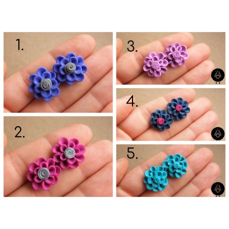 Náušnice květiny pecky Barevné skládané