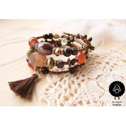 Náramek korálkový hnědý