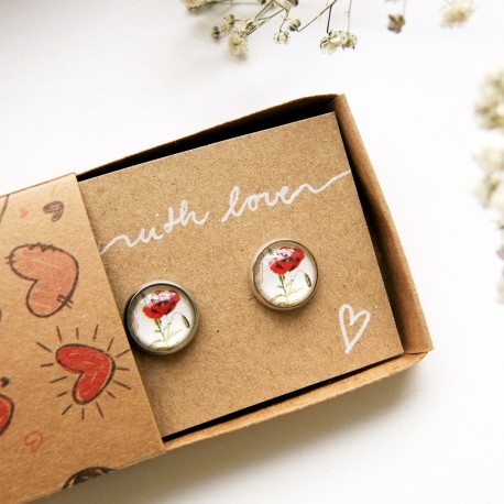 Náušnice ocelové vlčí máky v dárkové krabičce