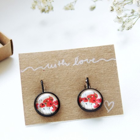 Náušnice ocelové vlčí máky v dárkové krabičce