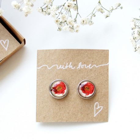 Náušnice ocelové vlčí máky v dárkové krabičce