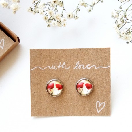 Náušnice ocelové vlčí máky v dárkové krabičce