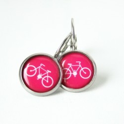 Ocelové náušnice Cyklostezka růžové