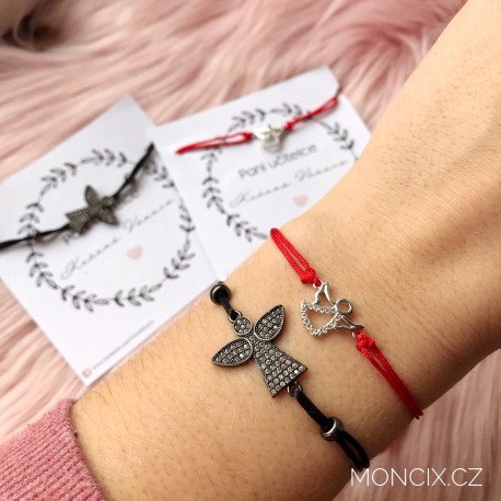 Náramek Paní učitelce zirkonový anděl 2 druhy