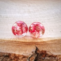 Růžové květinky ocelové náušnice 12mm