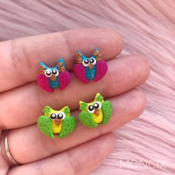 Sovy Fimo náušnice dvě varianty