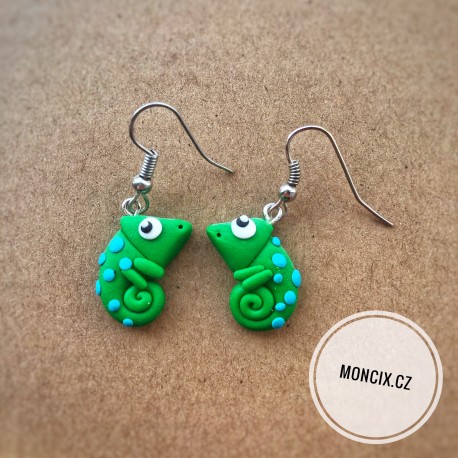 Chameleoni náušnice zeleno modré