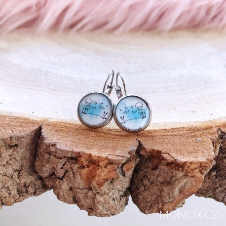 Ocel náušnice Princ v modré