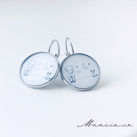 Ocel náušnice panáček s liškou 16mm