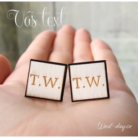 Manžetové knoflíčky „Váš text“ čtvercové