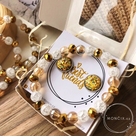 Ocelové náušnice Gold Váš text