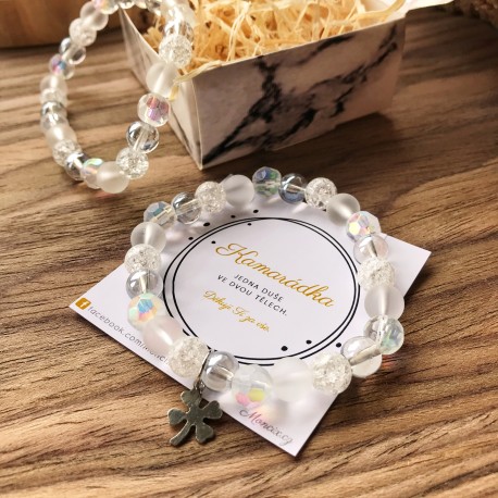 Náramek ocel čtyřlístek Váš text