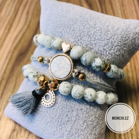 Set náramků - šedo zlaté