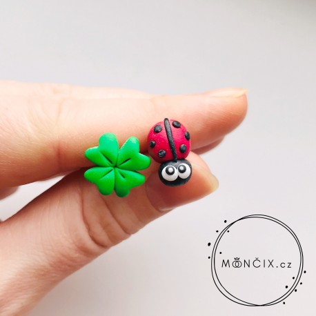 Beruška a čtyřlístek náušnice 2