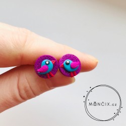 Ptáčci náušnice fialové