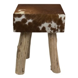 Rustikální stolička s hovězí kůží